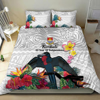 Kiribati Independence Day Bedding Set Frigatebird Mix Tropical Flowers - White Style