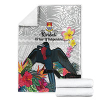 Kiribati Independence Day Blanket Frigatebird Mix Tropical Flowers - White Style