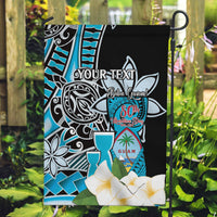 Personalised Guam Liberation Day Garden Flag 80th Anniversary Chamorro Latte Stone With Guasali Flowers LT14 Garden Flag Blue - Polynesian Pride