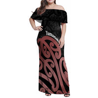 New Zealand Mangopare Tamanako Family Matching Off Shoulder Maxi Dress and Hawaiian Shirt Aotearoa Maori