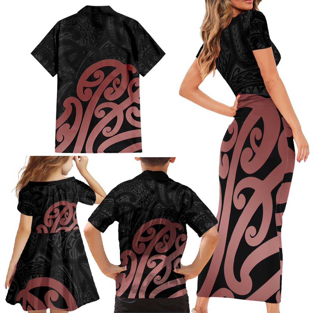 New Zealand Mangopare Tamanako Family Matching Short Sleeve Bodycon Dress and Hawaiian Shirt Aotearoa Maori