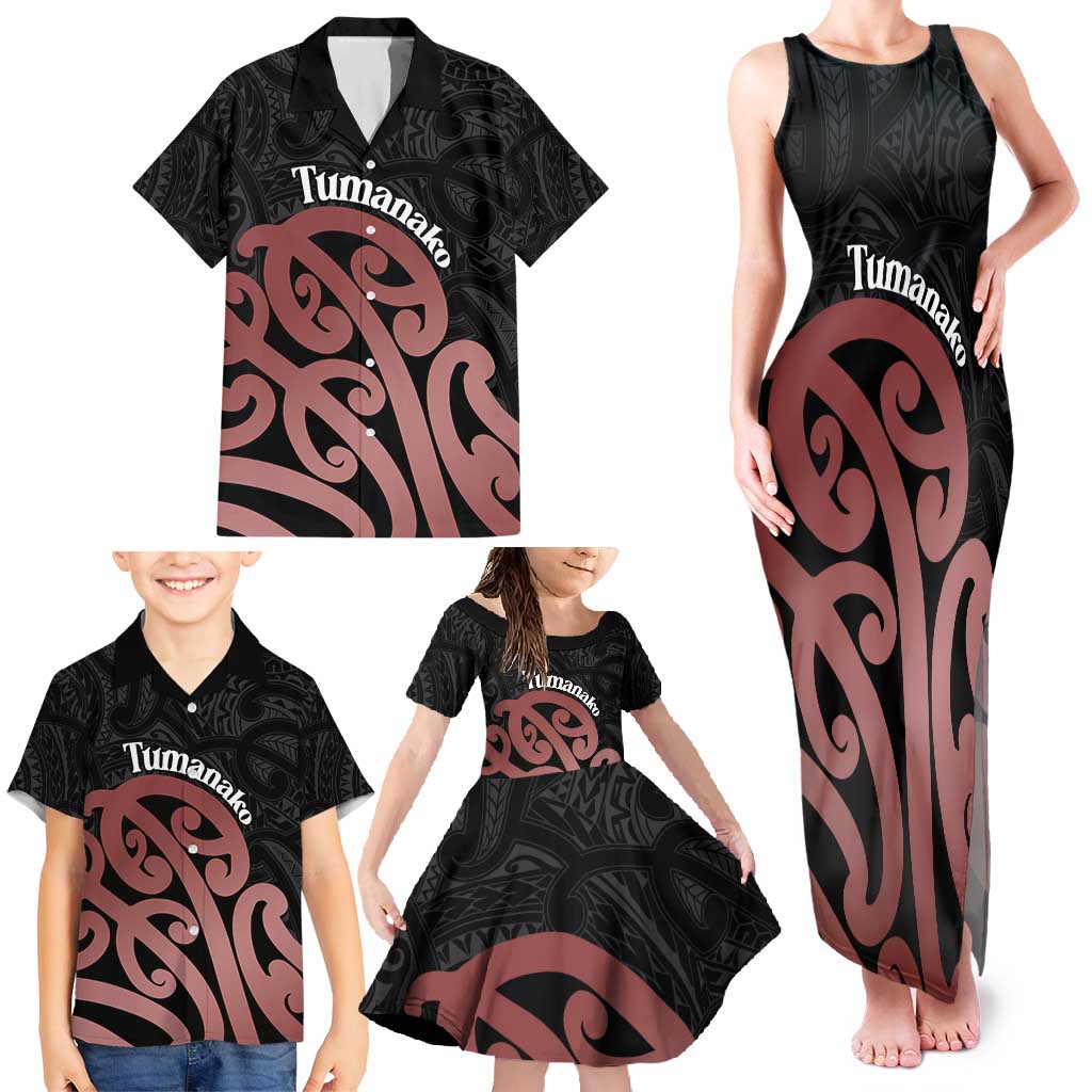 New Zealand Mangopare Tamanako Family Matching Tank Maxi Dress and Hawaiian Shirt Aotearoa Maori