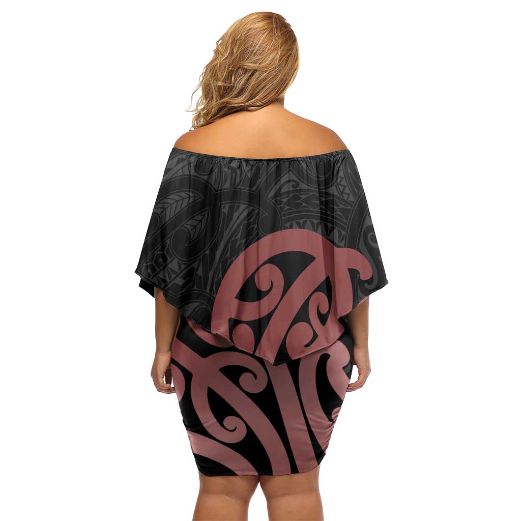 New Zealand Mangopare Tamanako Off Shoulder Short Dress Aotearoa Maori