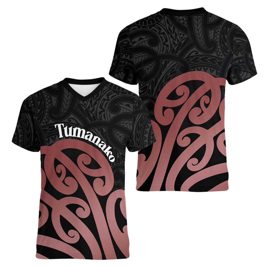 New Zealand Mangopare Tamanako Women V-Neck T-Shirt Aotearoa Maori