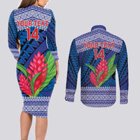 Custom Samoa Rugby Couples Matching Long Sleeve Bodycon Dress and Long Sleeve Button Shirt 2024 Go Champions Samoan Gingers