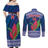 Custom Samoa Rugby Couples Matching Off Shoulder Maxi Dress and Long Sleeve Button Shirt 2024 Go Champions Samoan Gingers