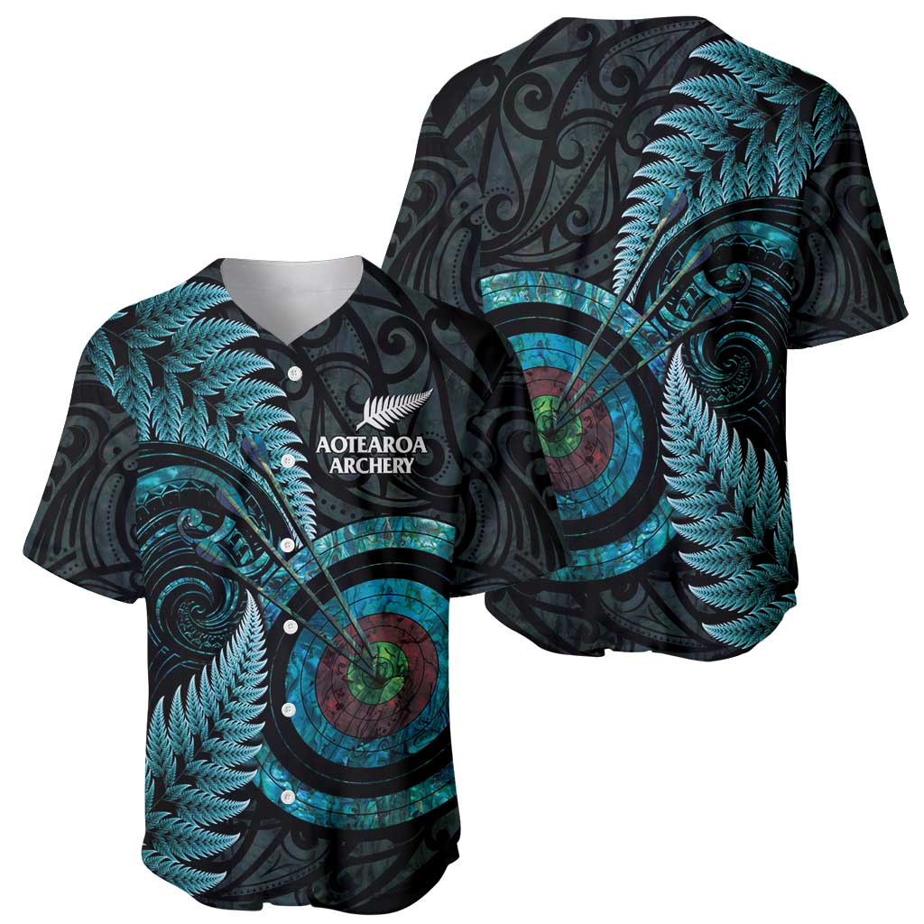 New Zealand Archery Baseball Jersey Aotearoa Silver Fern Maori - Polynesian Pride