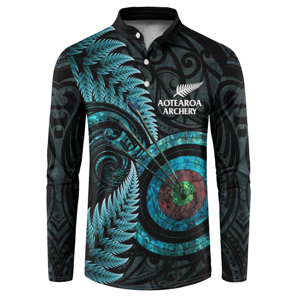 New Zealand Archery Button Sweatshirt Aotearoa Silver Fern Maori - Polynesian Pride
