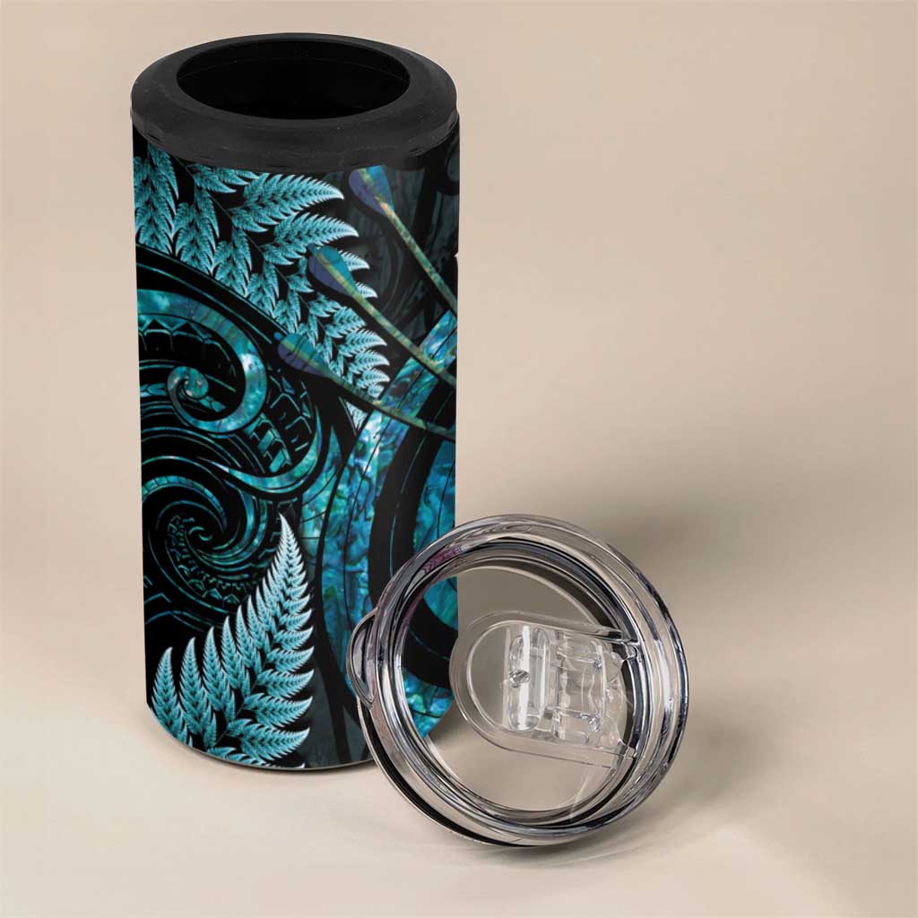 New Zealand Archery 4 in 1 Can Cooler Tumbler Aotearoa Silver Fern Maori - Polynesian Pride
