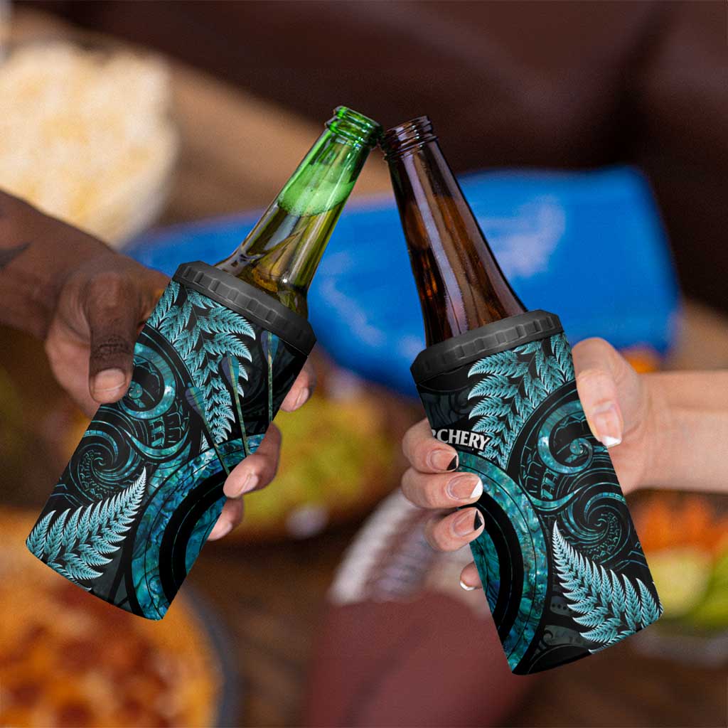 New Zealand Archery 4 in 1 Can Cooler Tumbler Aotearoa Silver Fern Maori - Polynesian Pride