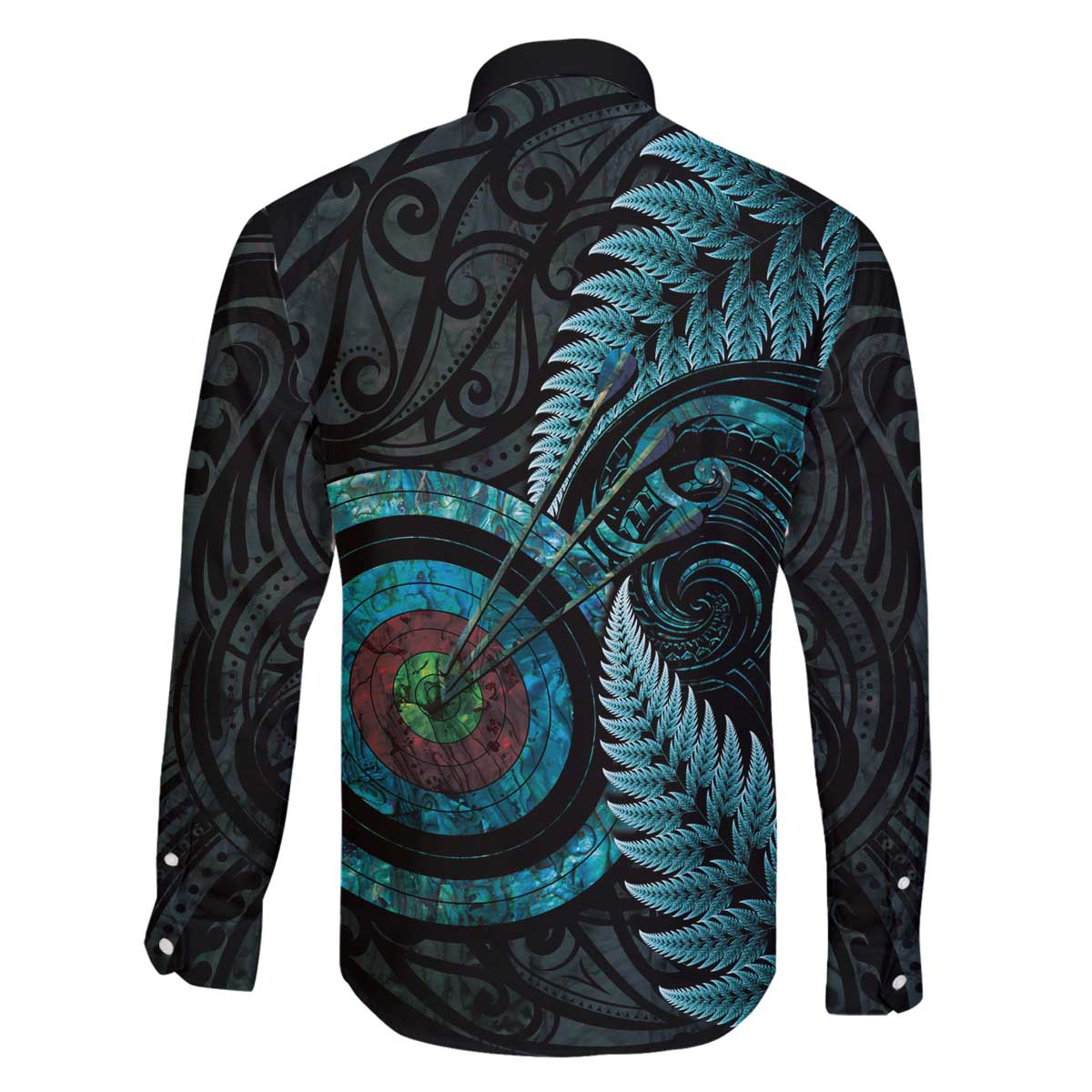 New Zealand Archery Family Matching Off The Shoulder Long Sleeve Dress and Hawaiian Shirt Aotearoa Silver Fern Maori - Polynesian Pride