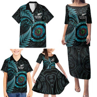 New Zealand Archery Family Matching Puletasi and Hawaiian Shirt Aotearoa Silver Fern Maori - Polynesian Pride