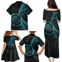 New Zealand Archery Family Matching Puletasi and Hawaiian Shirt Aotearoa Silver Fern Maori - Polynesian Pride