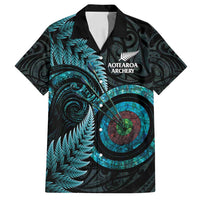 New Zealand Archery Family Matching Puletasi and Hawaiian Shirt Aotearoa Silver Fern Maori - Polynesian Pride