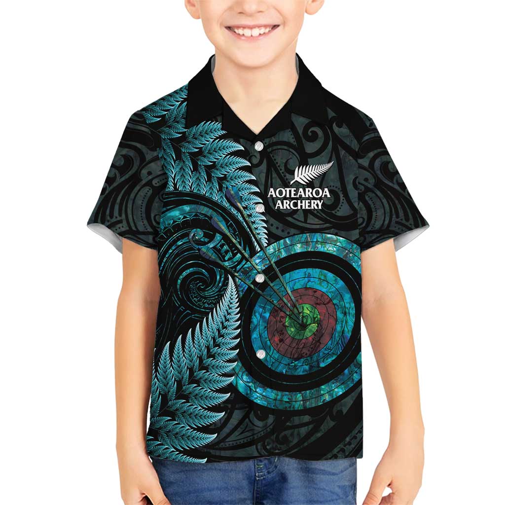 New Zealand Archery Family Matching Summer Maxi Dress and Hawaiian Shirt Aotearoa Silver Fern Maori - Polynesian Pride