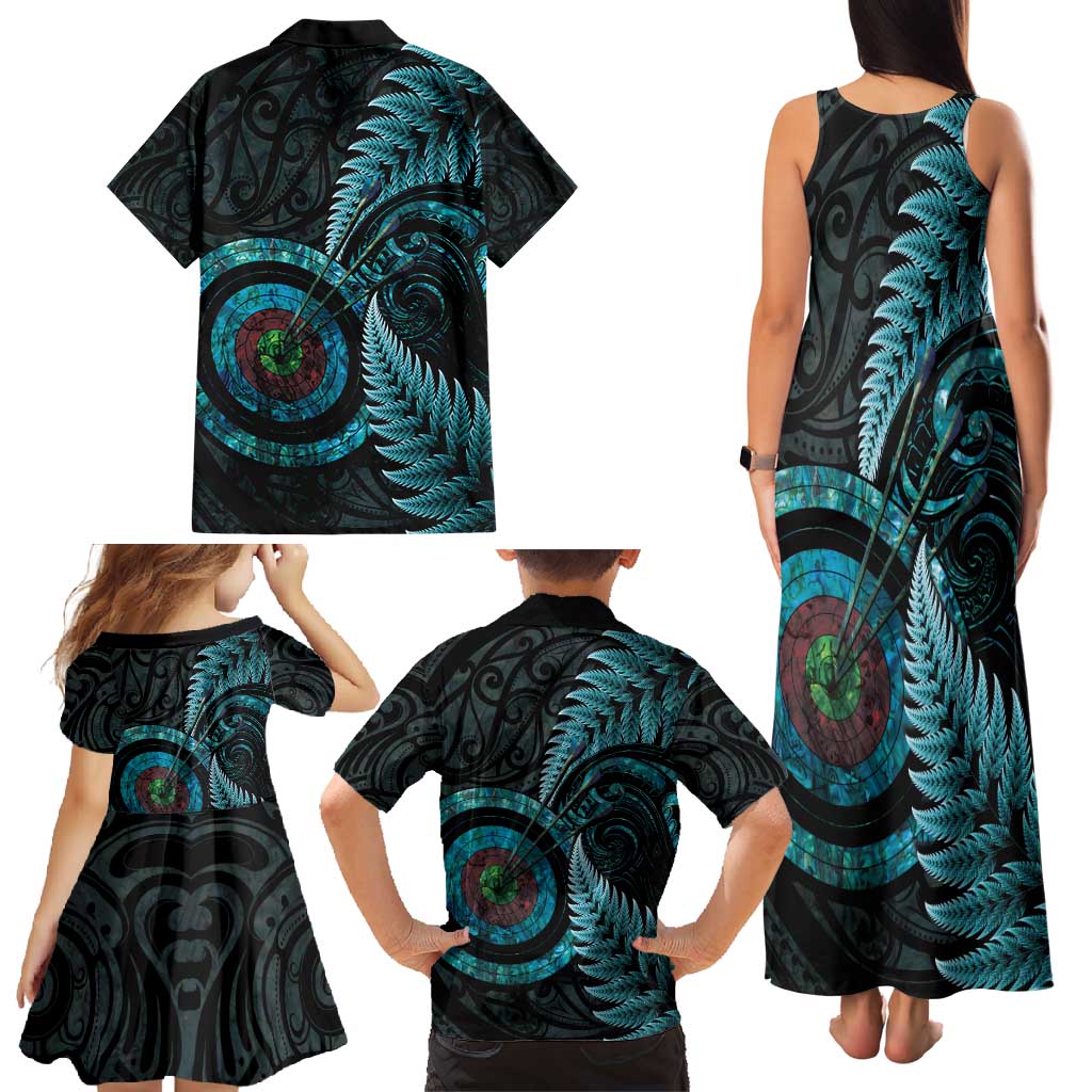 New Zealand Archery Family Matching Tank Maxi Dress and Hawaiian Shirt Aotearoa Silver Fern Maori - Polynesian Pride
