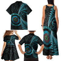 New Zealand Archery Family Matching Tank Maxi Dress and Hawaiian Shirt Aotearoa Silver Fern Maori - Polynesian Pride
