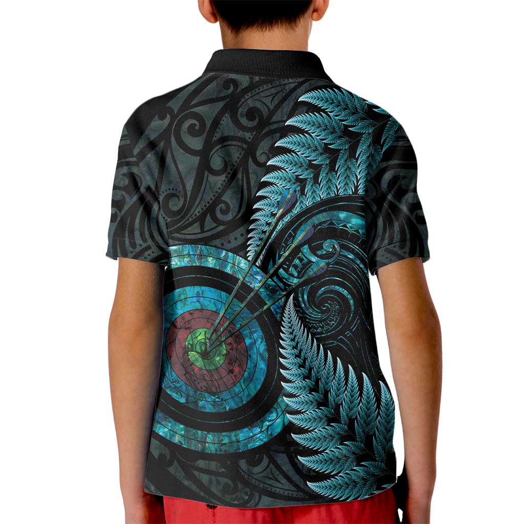 New Zealand Archery Kid Polo Shirt Aotearoa Silver Fern Maori - Polynesian Pride
