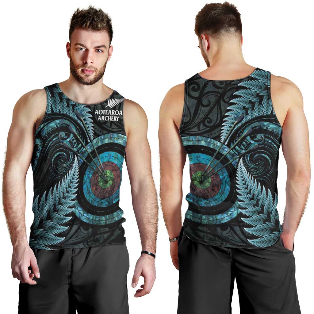 New Zealand Archery Men Tank Top Aotearoa Silver Fern Maori - Polynesian Pride