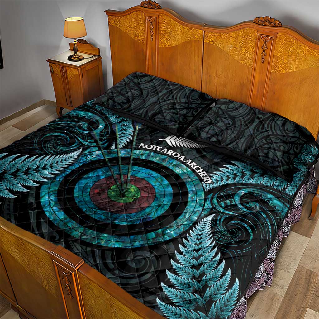 New Zealand Archery Quilt Bed Set Aotearoa Silver Fern Maori - Polynesian Pride
