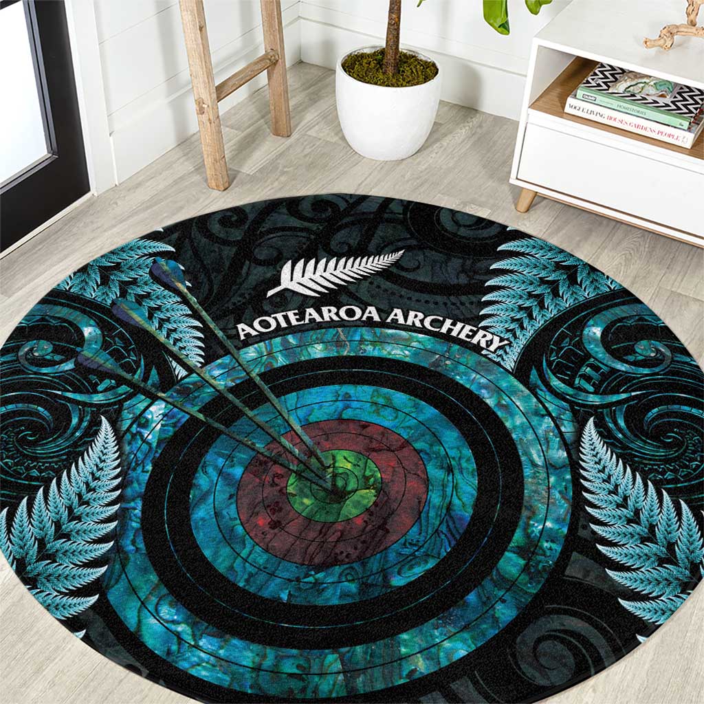 New Zealand Archery Round Carpet Aotearoa Silver Fern Maori - Polynesian Pride