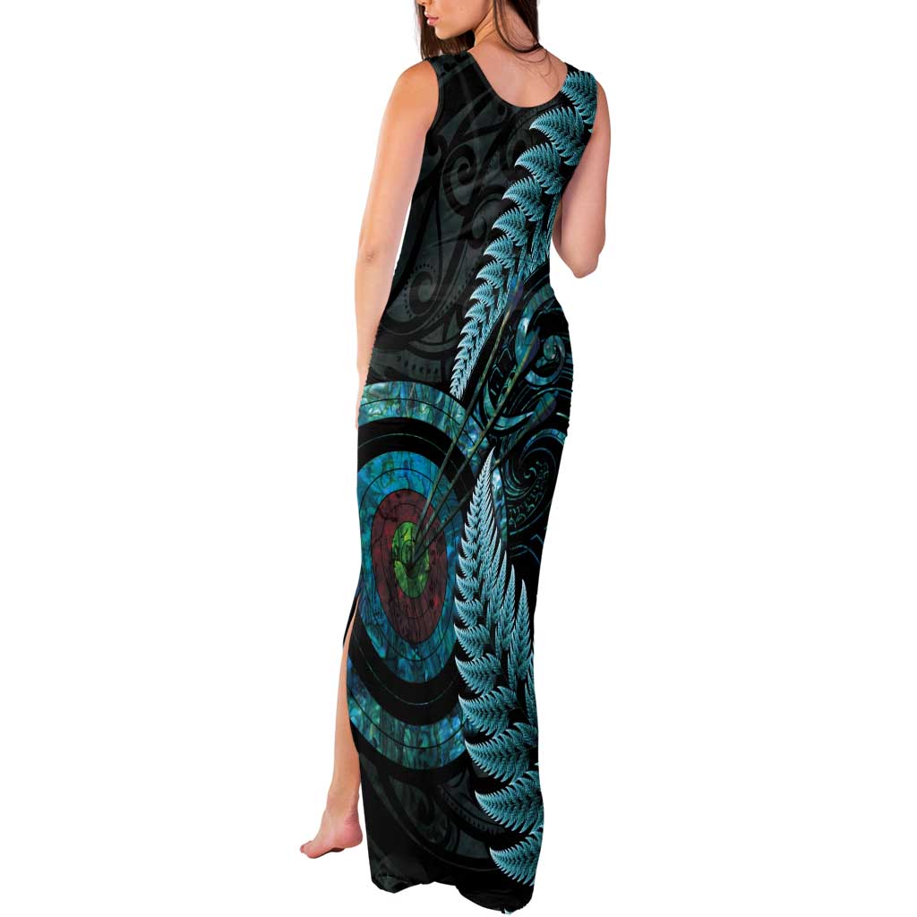 New Zealand Archery Tank Maxi Dress Aotearoa Silver Fern Maori - Polynesian Pride