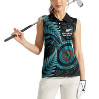 New Zealand Archery Women Sleeveless Polo Shirt Aotearoa Silver Fern Maori - Polynesian Pride