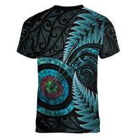 New Zealand Archery Women V-Neck T-Shirt Aotearoa Silver Fern Maori - Polynesian Pride