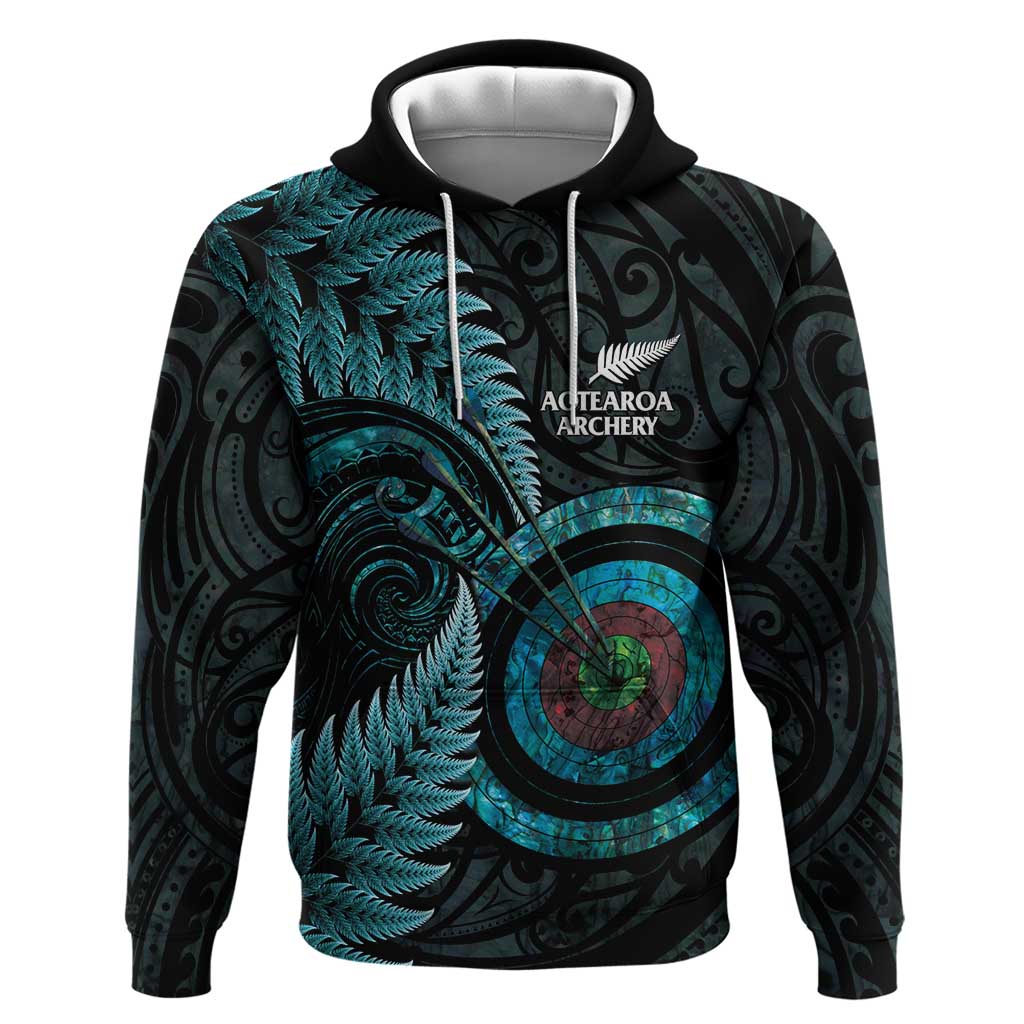 New Zealand Archery Zip Hoodie Aotearoa Silver Fern Maori - Polynesian Pride