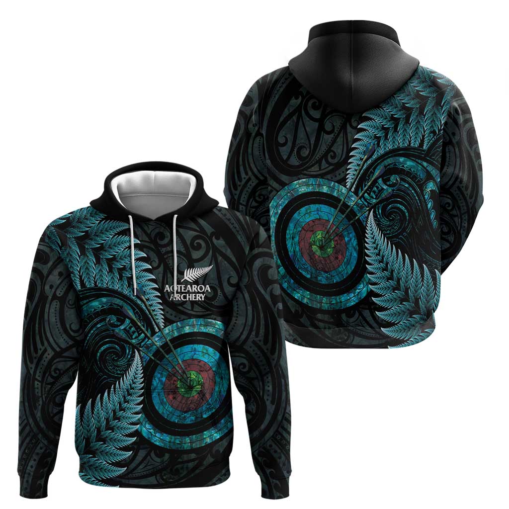 New Zealand Archery Zip Hoodie Aotearoa Silver Fern Maori - Polynesian Pride