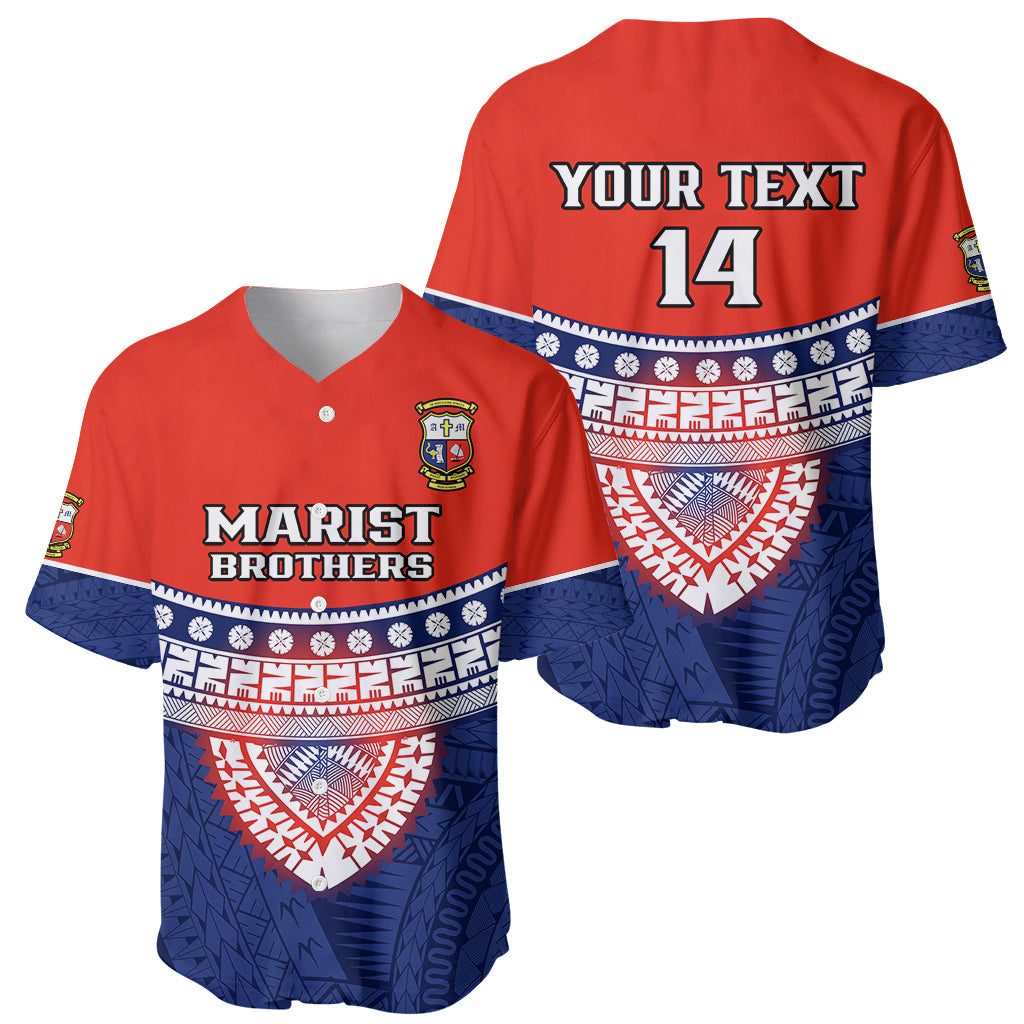 Custom Fiji School Baseball Jersey Marist Brothers Fijian Tapa Pattern LT14 - Polynesian Pride
