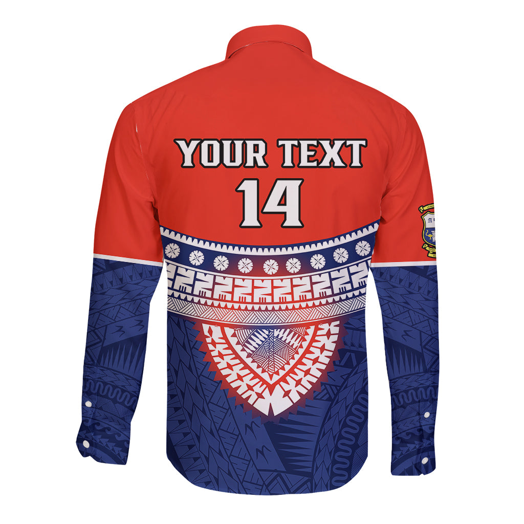 Custom Fiji School Long Sleeve Button Shirt Marist Brothers Fijian Tapa Pattern LT14 - Polynesian Pride