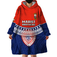Custom Fiji School Wearable Blanket Hoodie Marist Brothers Fijian Tapa Pattern LT14 - Polynesian Pride