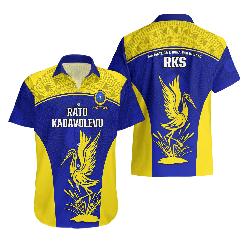 Fiji School Hawaiian Shirt Ratu Kadavulevu Heron With Fijian Tapa LT14 - Polynesian Pride