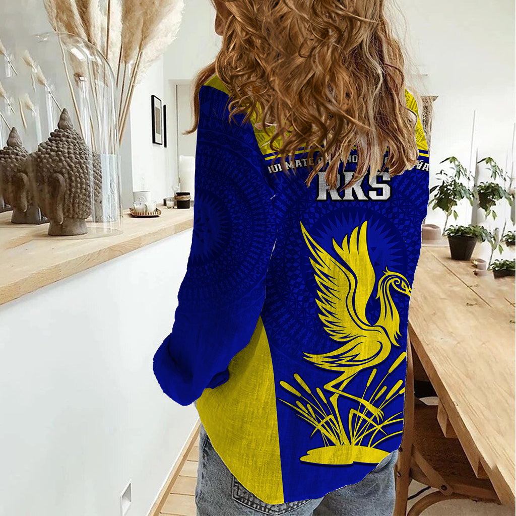 Fiji School Women Casual Shirt Ratu Kadavulevu Heron With Fijian Tapa LT14 - Polynesian Pride