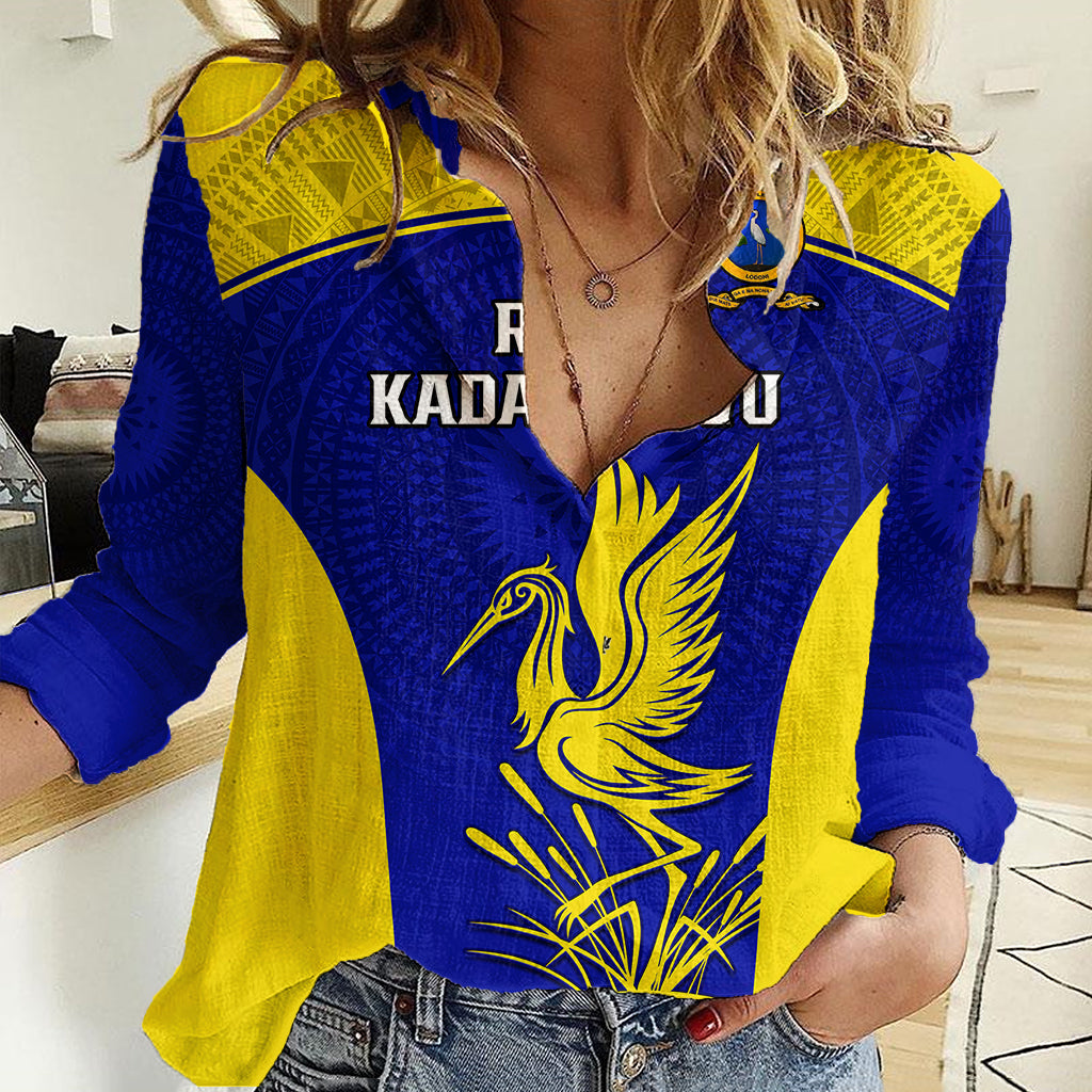 Custom Fiji School Women Casual Shirt Ratu Kadavulevu Heron With Fijian Tapa LT14 Female Gold - Polynesian Pride