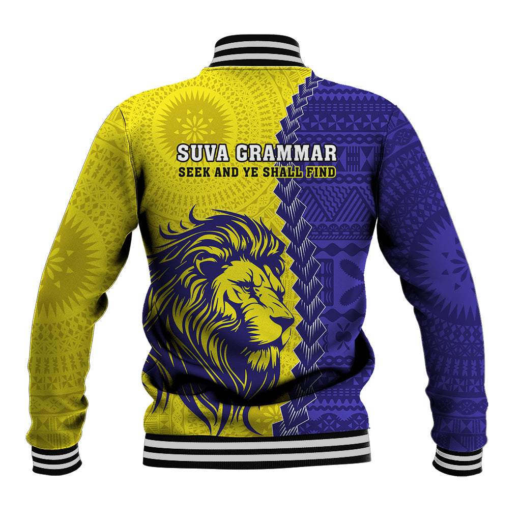 Fiji School Baseball Jacket Suva Grammar Lions With Fijian Tapa LT14 - Polynesian Pride