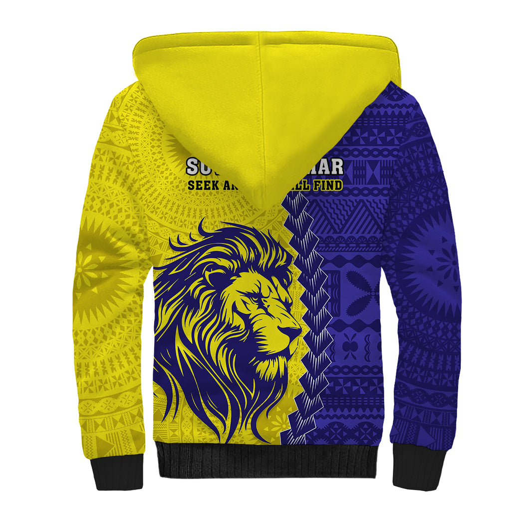 Fiji School Sherpa Hoodie Suva Grammar Lions With Fijian Tapa LT14 - Polynesian Pride
