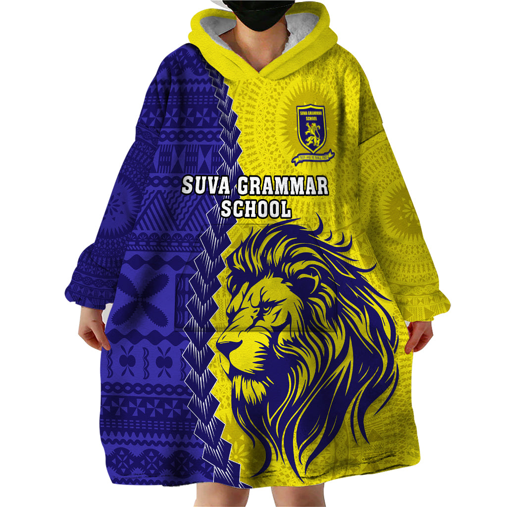 Fiji School Wearable Blanket Hoodie Suva Grammar Lions With Fijian Tapa LT14 - Polynesian Pride