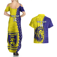 Custom Fiji School Couples Matching Summer Maxi Dress and Hawaiian Shirt Suva Grammar Lions With Fijian Tapa LT14 - Polynesian Pride