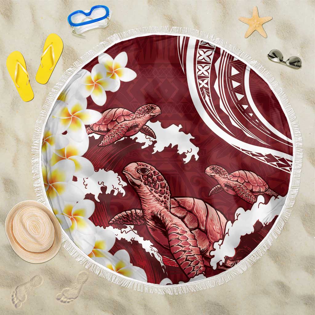 Blood Gold Polynesia Beach Blanket Polynesian Frangipani With Sea Turtles