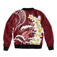 Blood Gold Polynesia Bomber Jacket Polynesian Frangipani With Sea Turtles