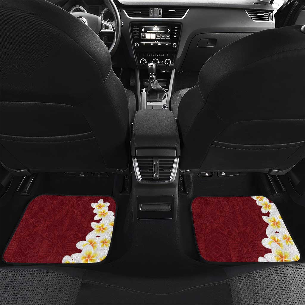 Blood Gold Polynesia Car Mats Polynesian Frangipani With Sea Turtles