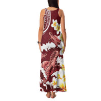 Blood Gold Polynesia Family Matching Tank Maxi Dress and Hawaiian Shirt Polynesian Frangipani With Sea Turtles