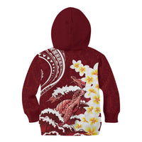 Blood Gold Polynesia Kid Hoodie Polynesian Frangipani With Sea Turtles