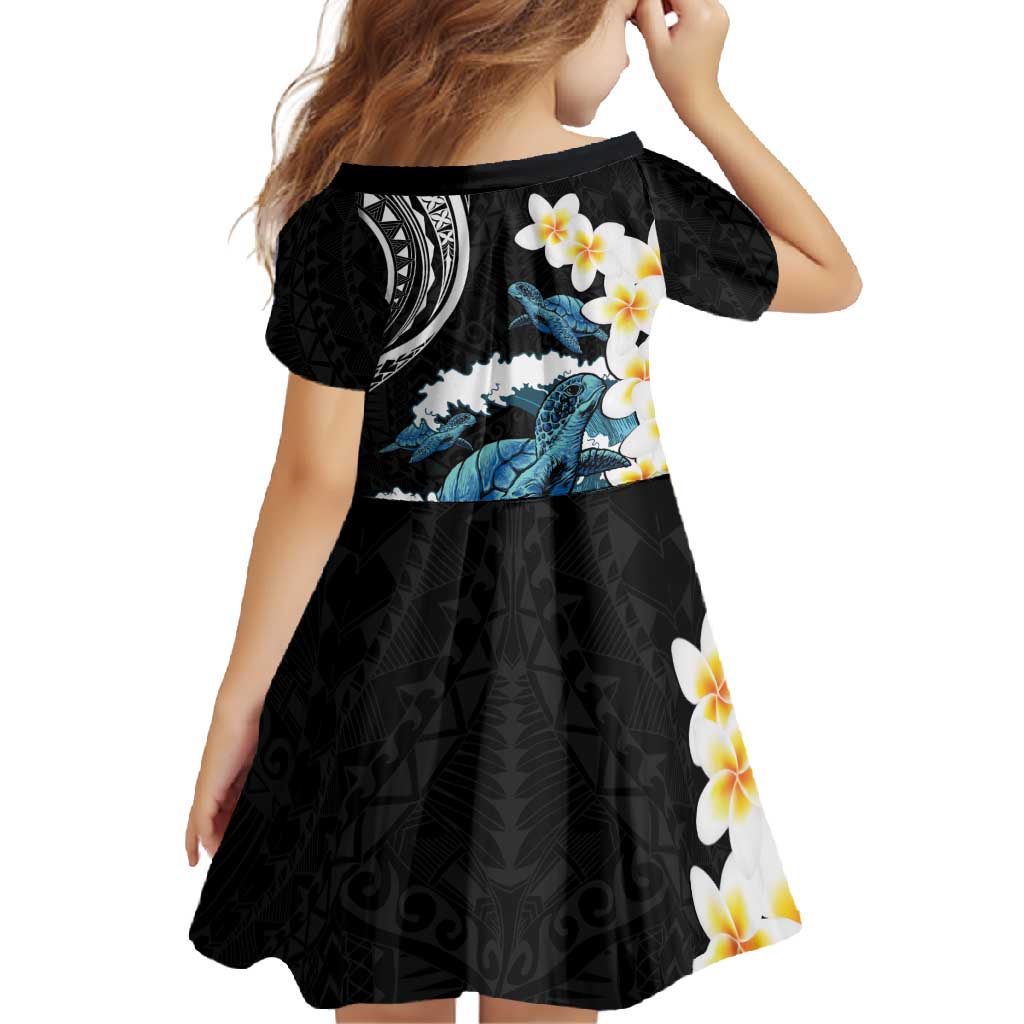 Black Polynesia Family Matching Mermaid Dress and Hawaiian Shirt Polynesian Frangipani With Sea Turtles