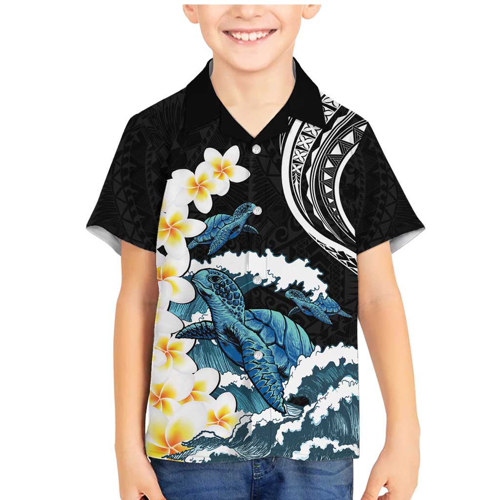 Black Polynesia Family Matching Mermaid Dress and Hawaiian Shirt Polynesian Frangipani With Sea Turtles