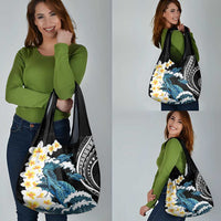 Black Polynesia Grocery Bag Polynesian Frangipani With Sea Turtles