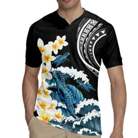 Black Polynesia Rugby Jersey Polynesian Frangipani With Sea Turtles