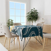 Dark Teal Polynesia Tablecloth Polynesian Frangipani With Sea Turtles